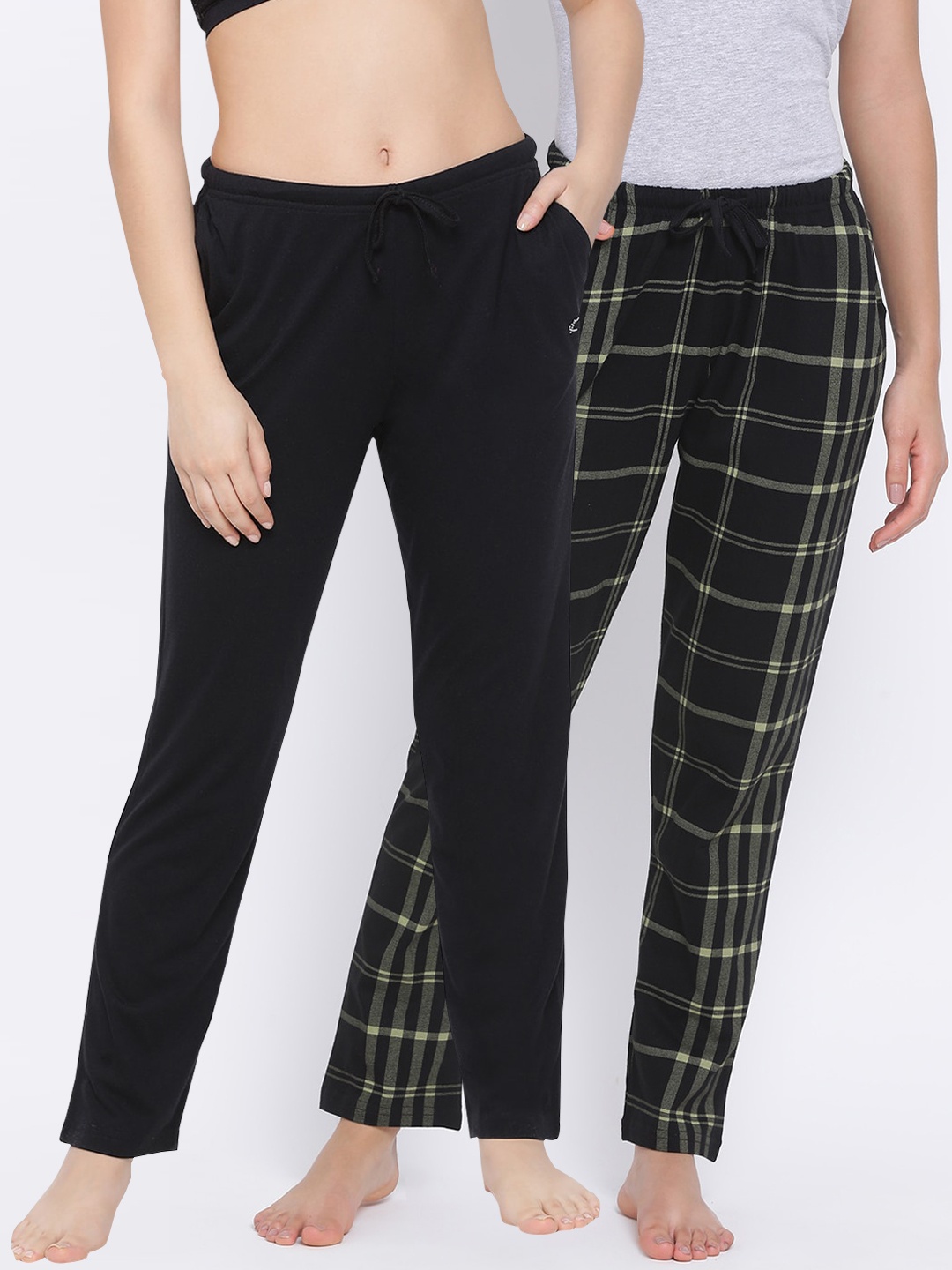 

Kanvin Women Pack Of 2 Pure Cotton Lounge Pants, Black