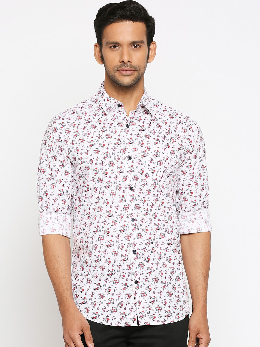 

Mufti Men White Slim Fit Printed Casual Shirt