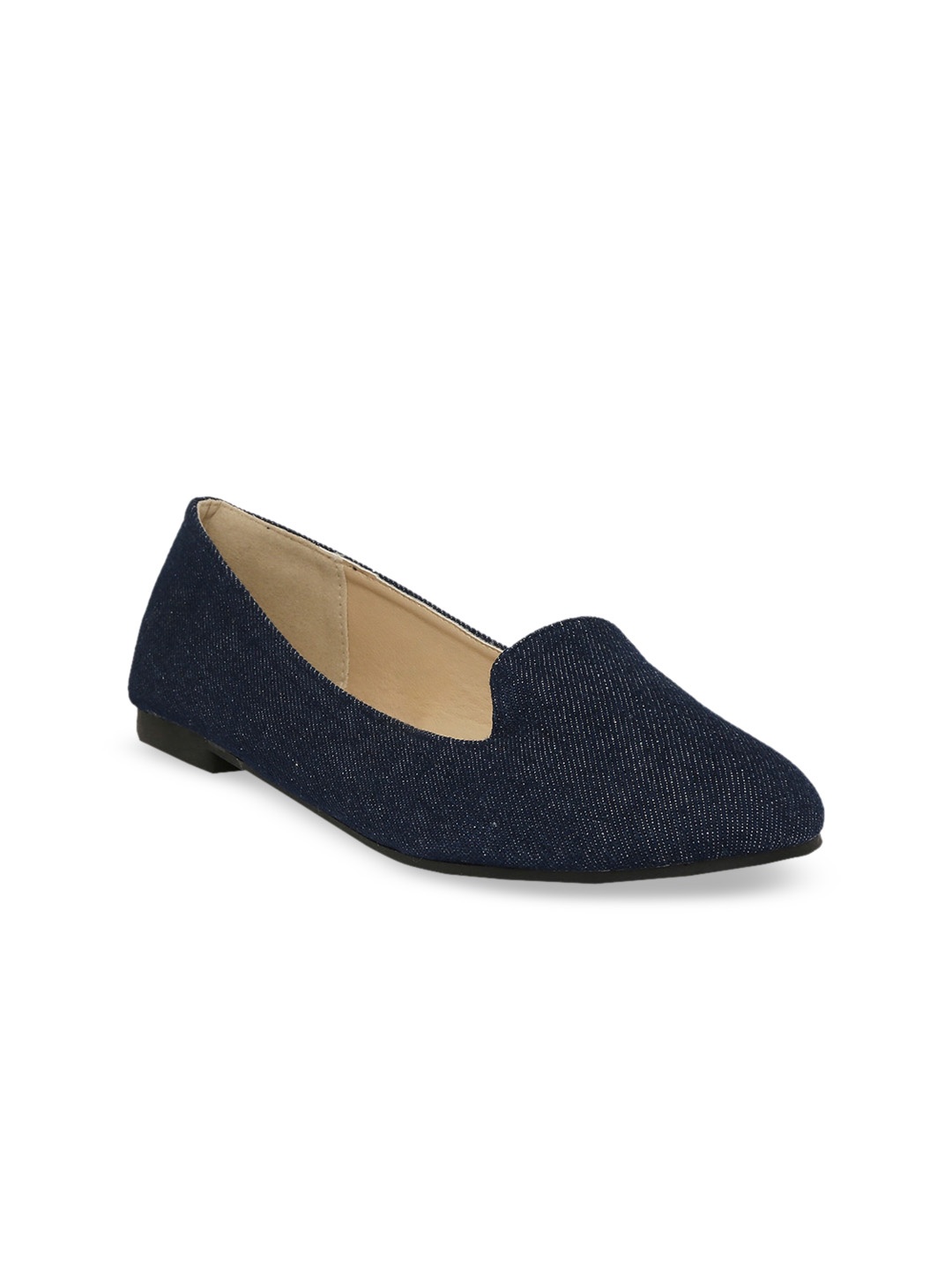 

Forever Glam by Pantaloons Women Navy Blue Solid Fabric Ballerinas
