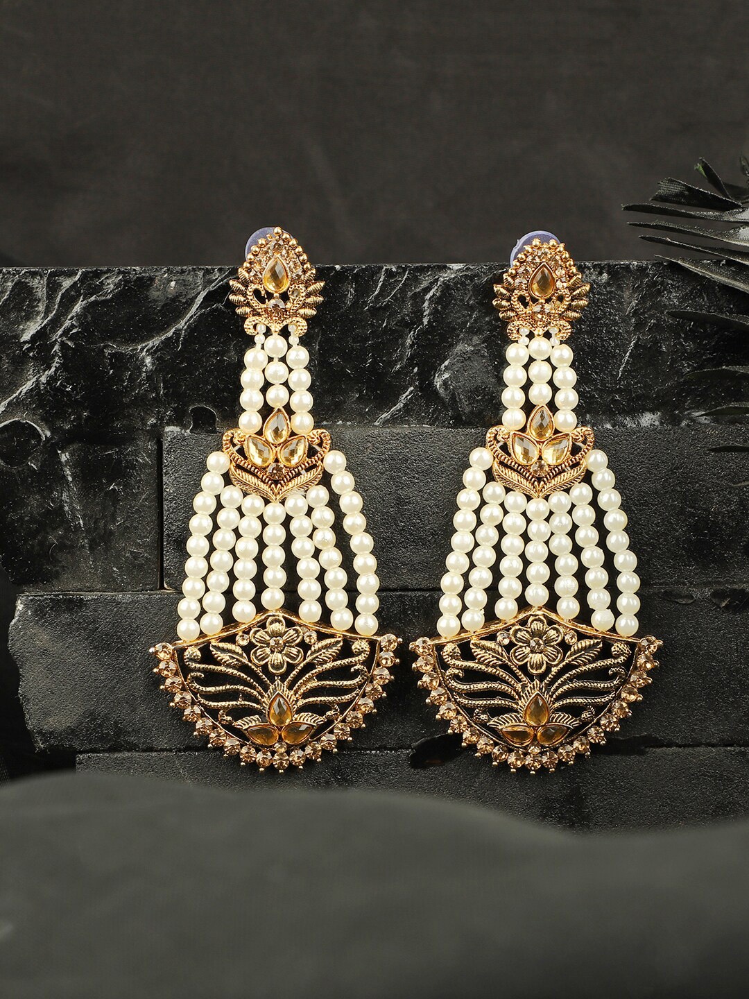 

ANIKAS CREATION White Classic Drop Earrings