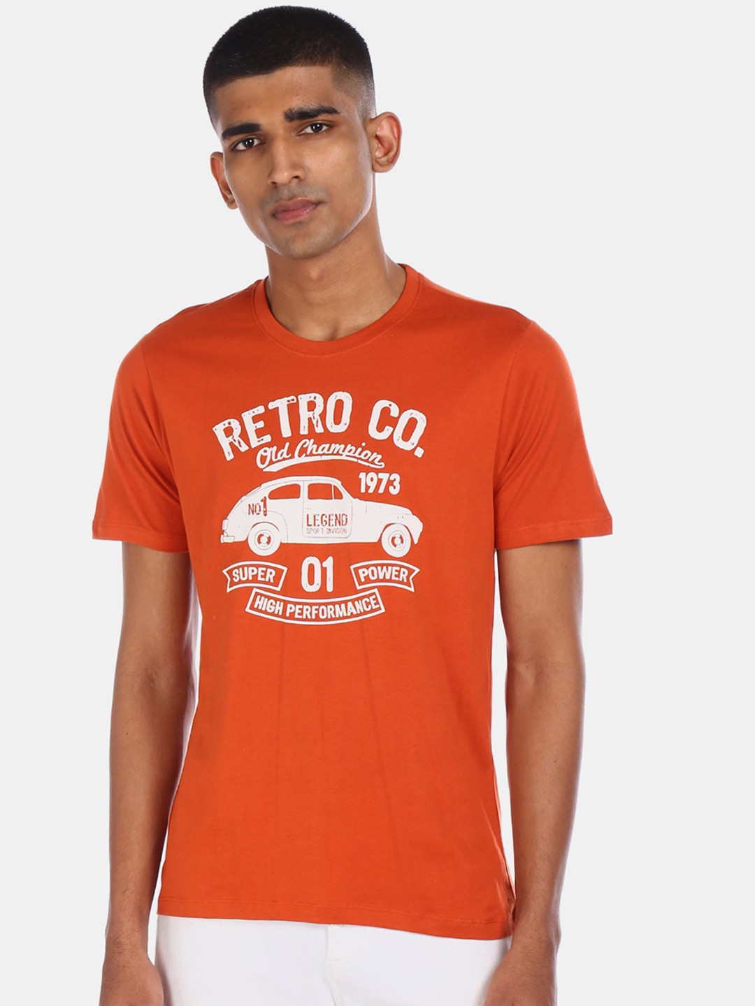 

Cherokee Men Orange Printed Round Neck T-shirt