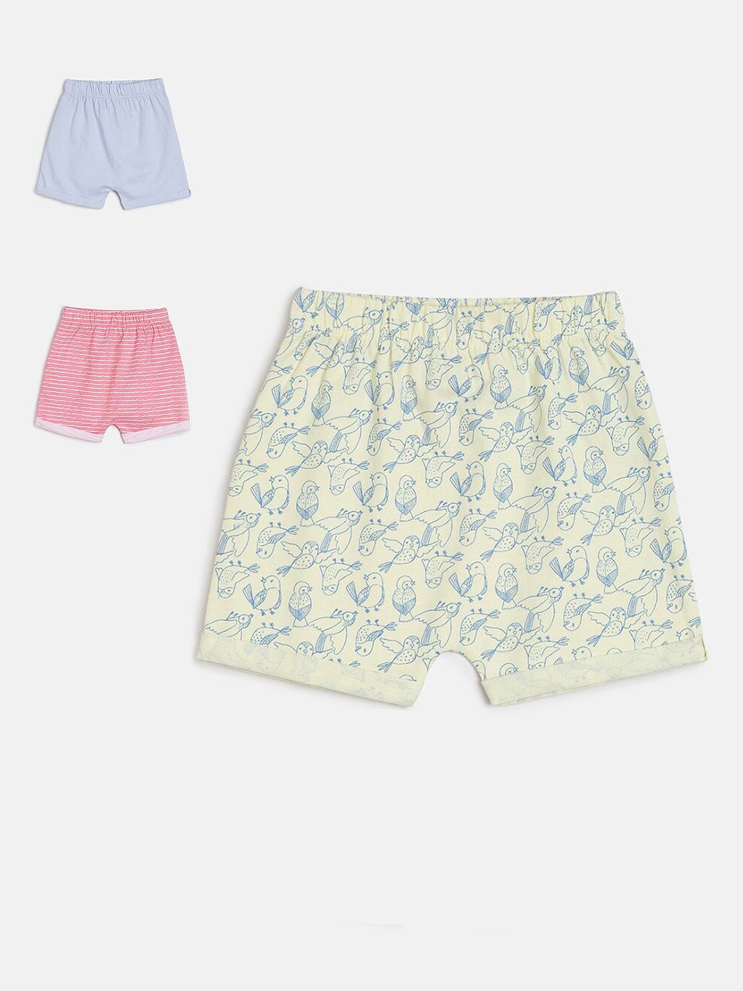 

MINI KLUB Girls Pack of 3 Printed Regular Fit Regular Shorts, Multi