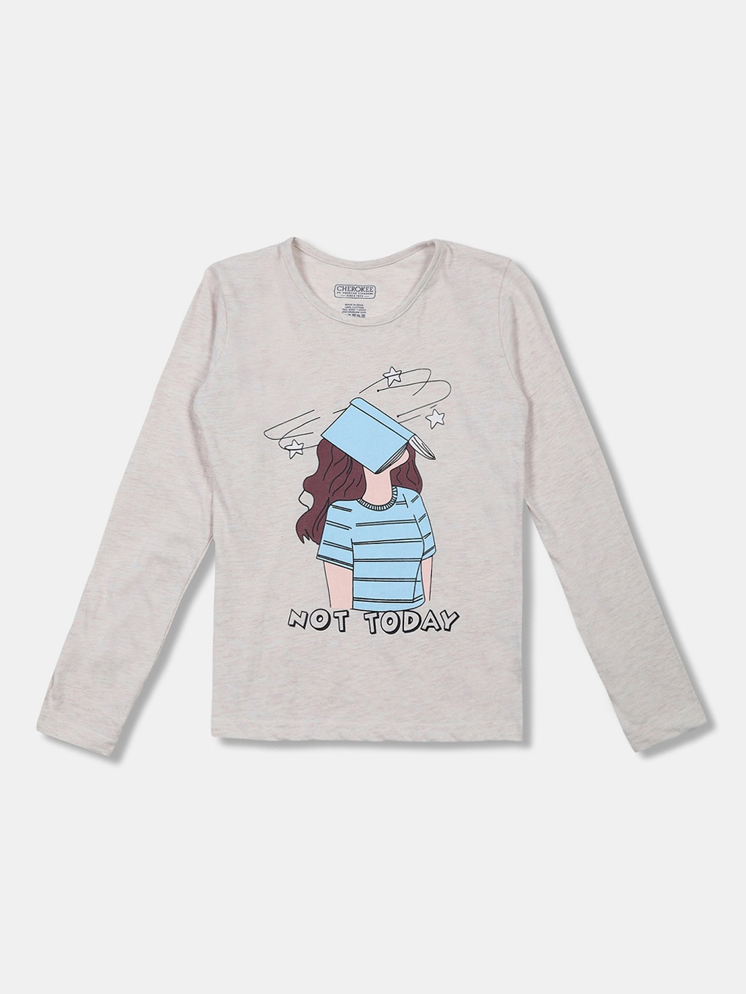 

Cherokee Girls Grey & Brown Printed Round Neck T-shirt