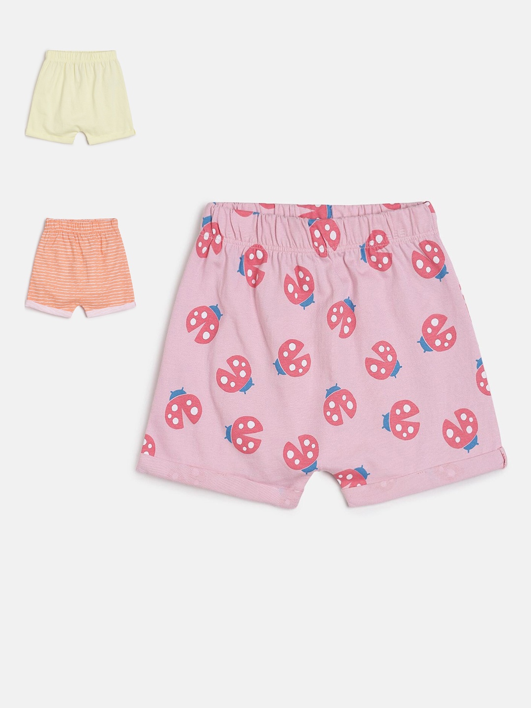 

MINI KLUB Girls Pack of 3 Multicoloured Printed Regular Fit Shorts, Multi