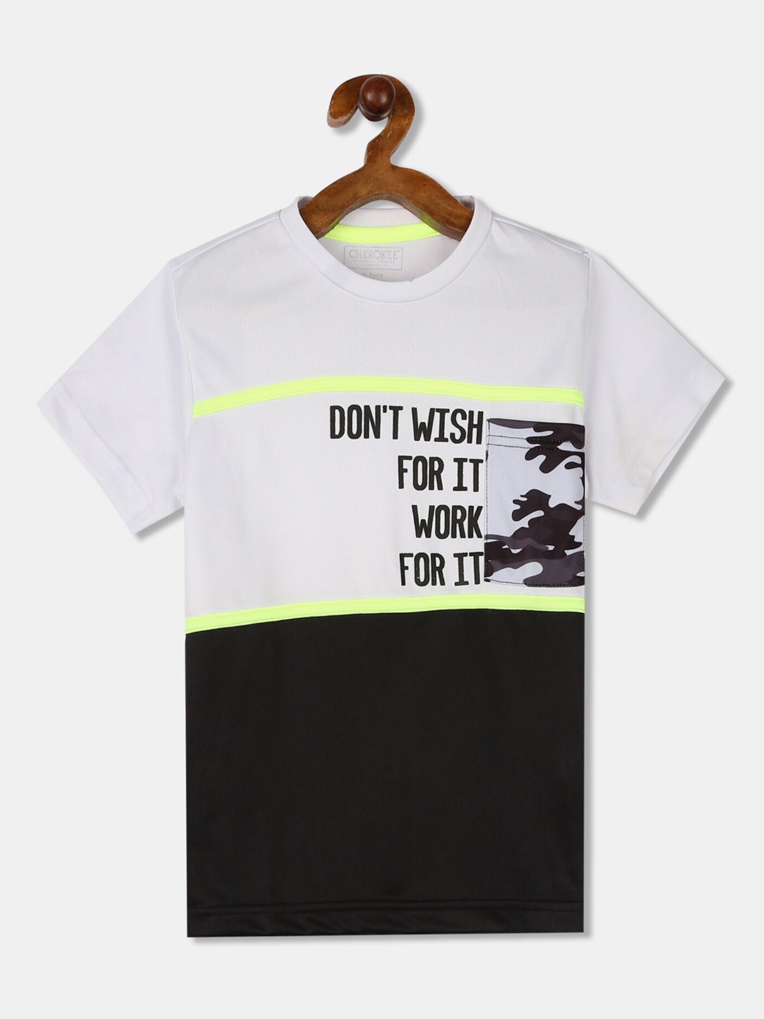 

Cherokee Boys White Colourblocked Round Neck T-shirt