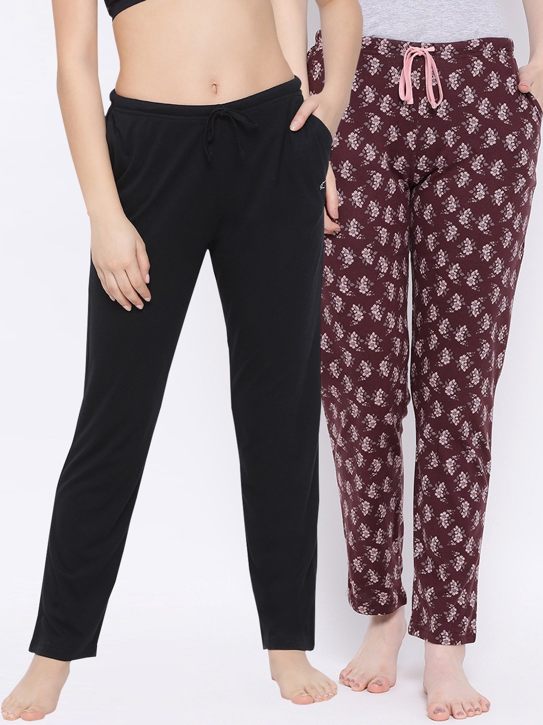 

Kanvin Women Pack Of 2 Pure Cotton Lounge Pants, Black