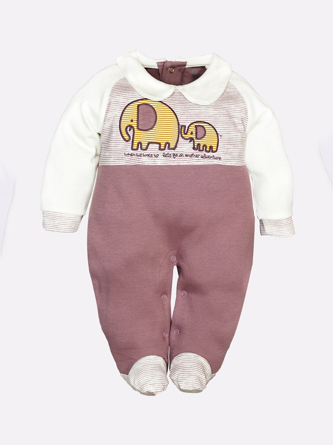 

Baby Go Kids Pink & Off-White Printed Pure Cotton Rompers