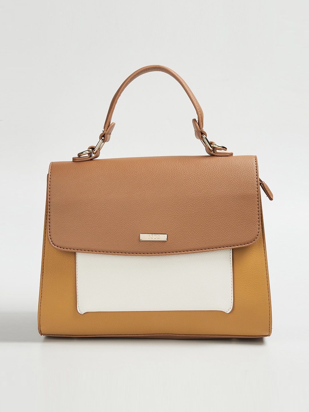 

CODE by Lifestyle Brown & Off-White Colourblocked Satchel