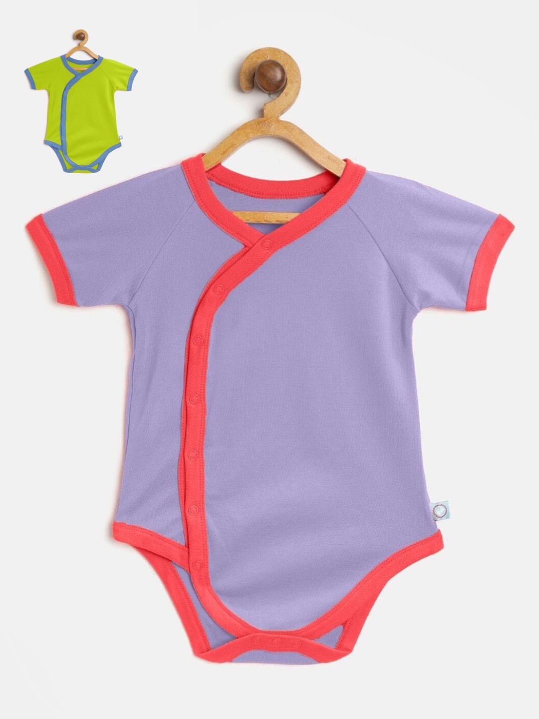 

cherrytoes Infant Kids Pack Of 2 Solid Bodysuits, Lime green