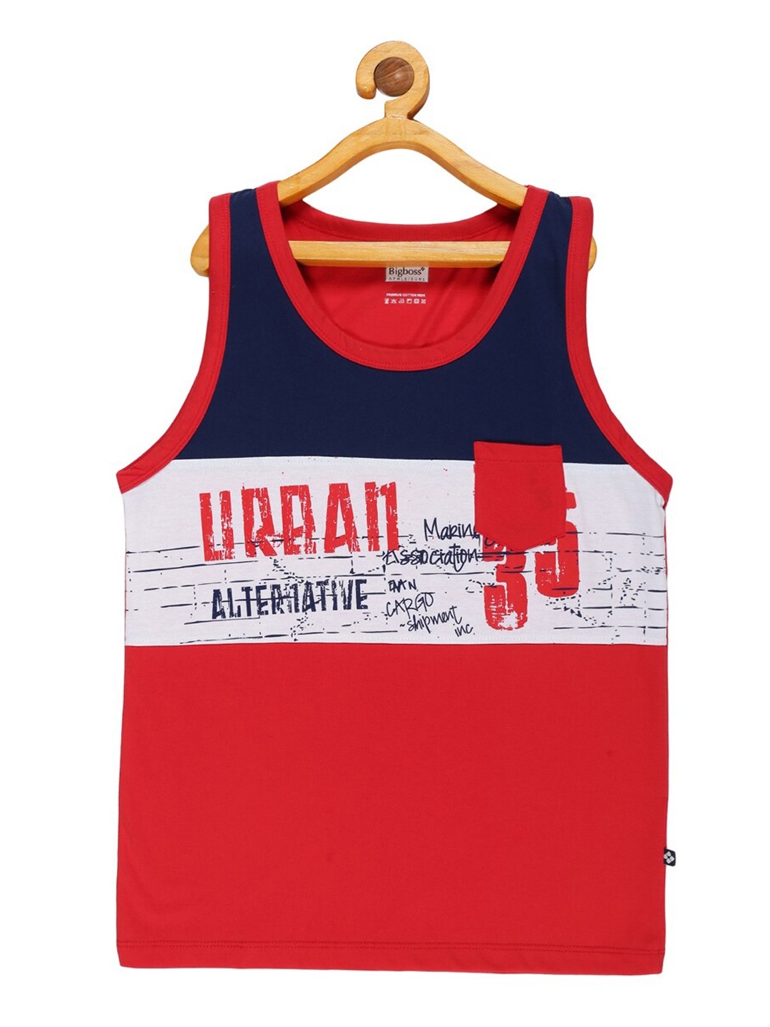 Dollar Boys Red & Navy Blue Printed Tank Top