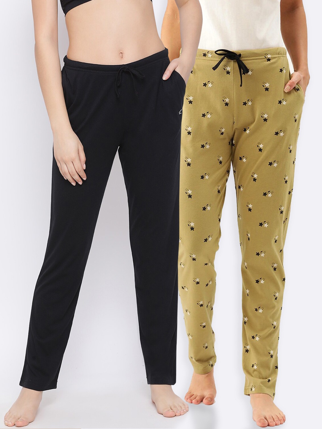 

Kanvin Women Pack Of 2 Pure Cotton Lounge Pants, Black