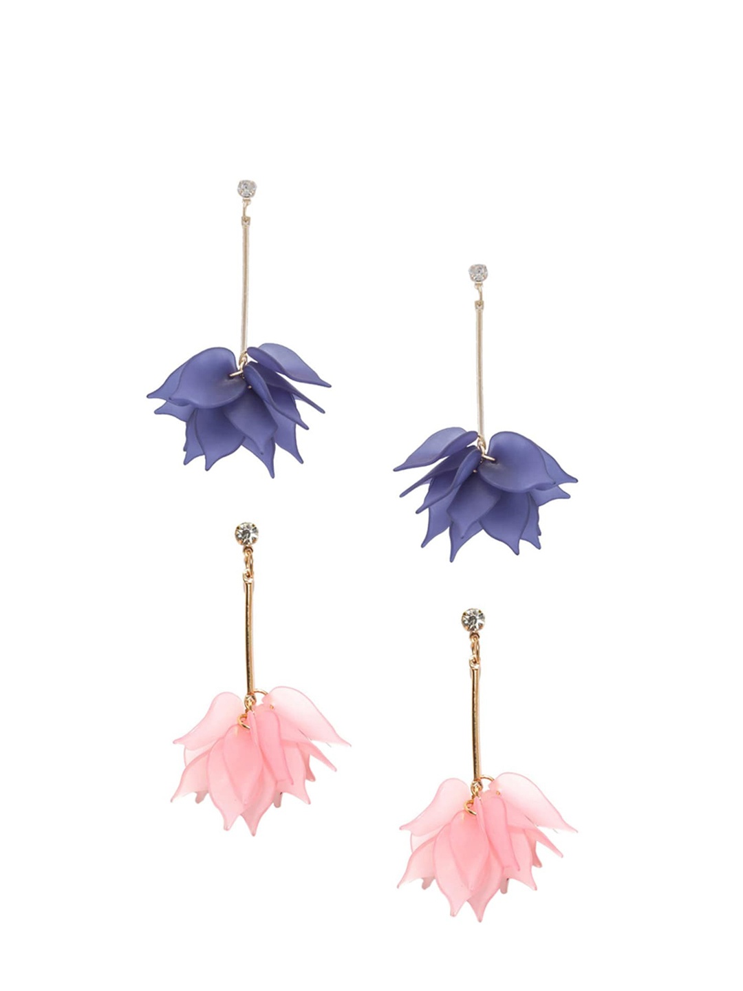 

OOMPH Set Of 2 Pink & Blue Contemporary Drop Earrings