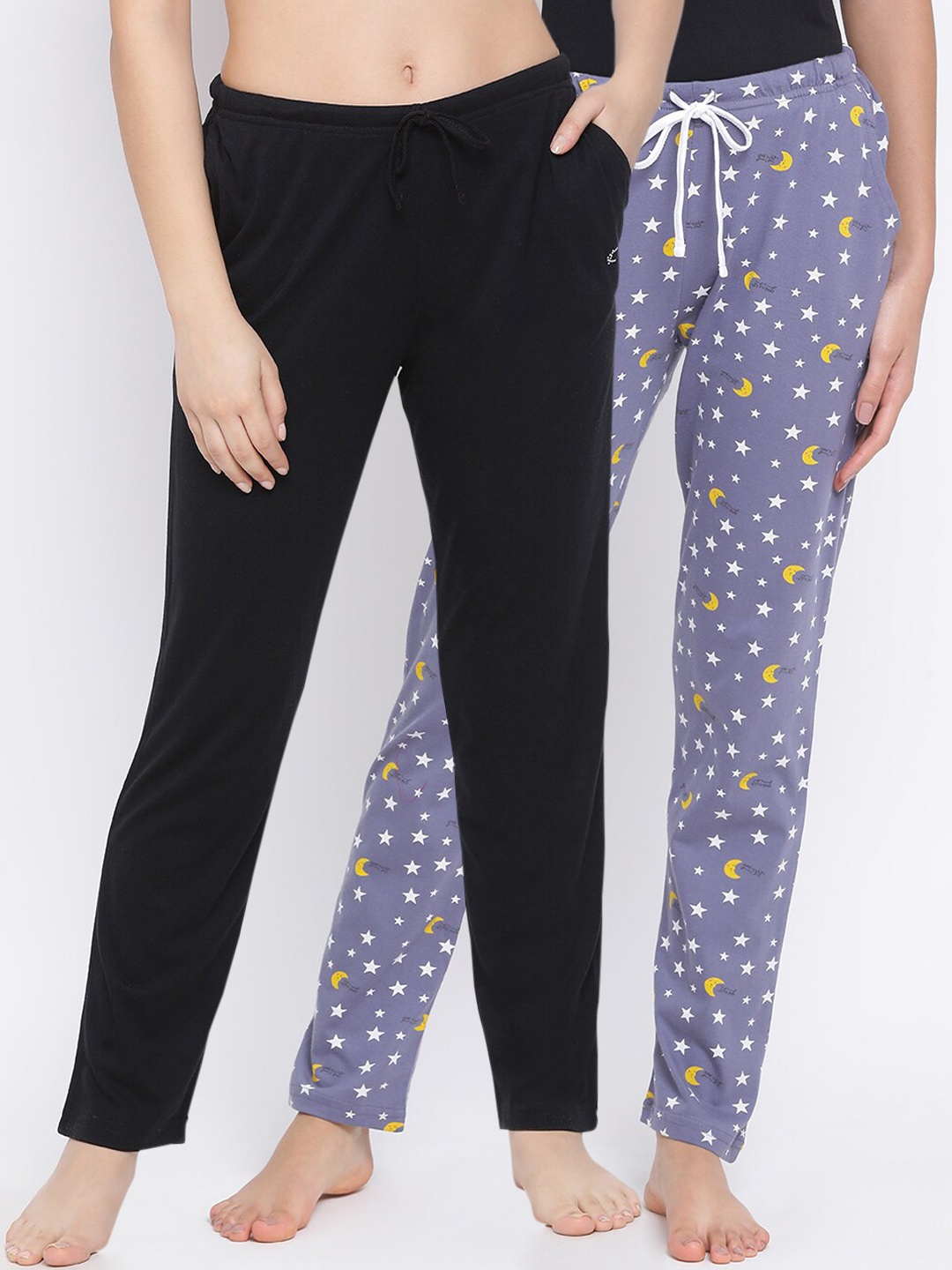 

Kanvin Women Pack Of 2 Pure Cotton Lounge Pants, Black