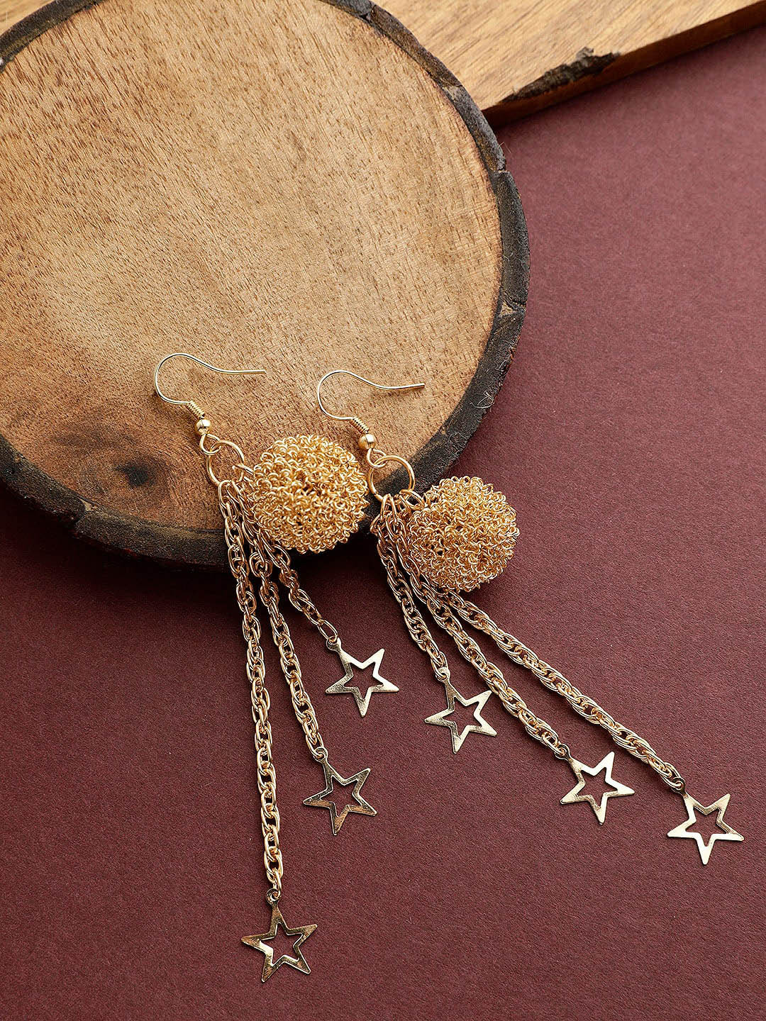 

STREET 9 Gold-Plated Handcrafted Contemporary Drop Earrings