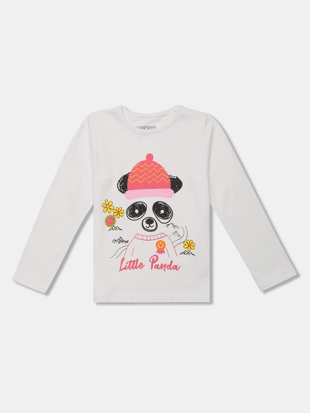 

Cherokee Girls White Printed Round Neck T-shirt