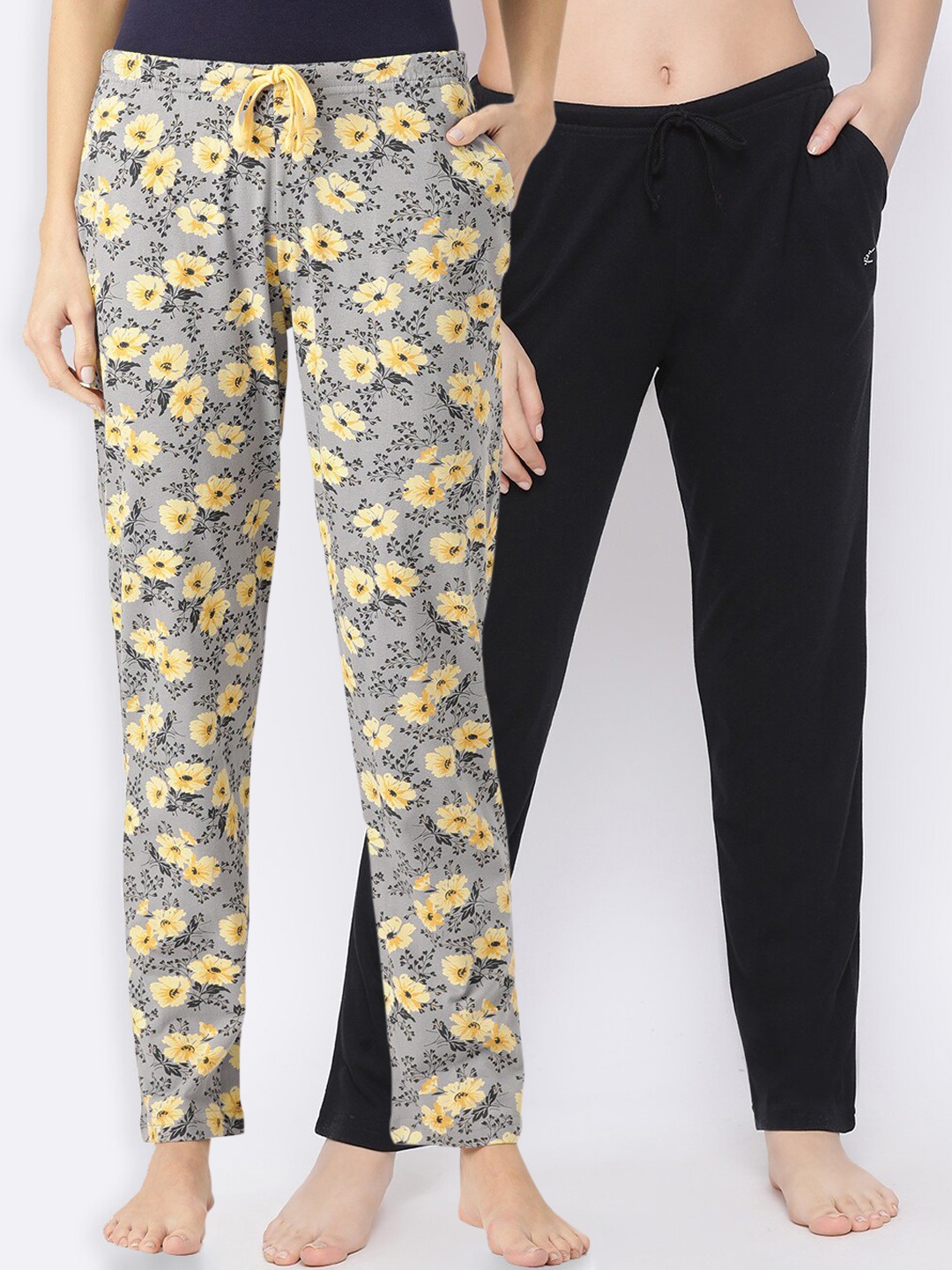 

Kanvin Women Pack Of 2 Pure Cotton Lounge Pants, Black