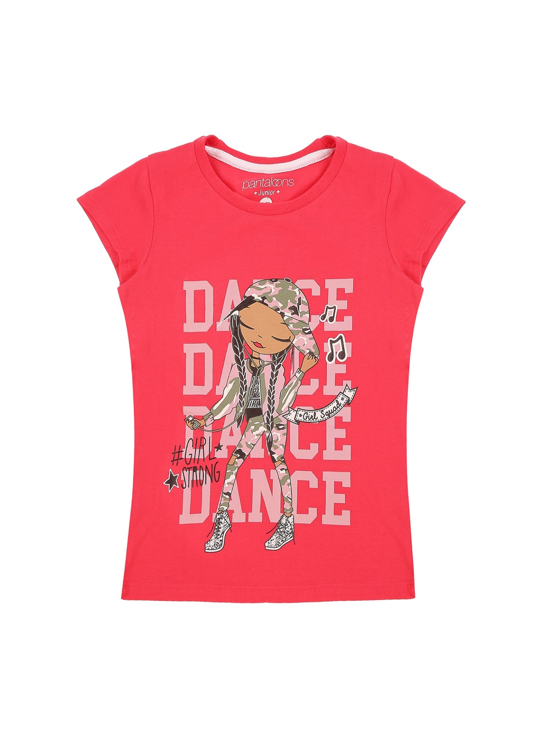

Pantaloons Junior Girls Coral Printed Round Neck T-shirt