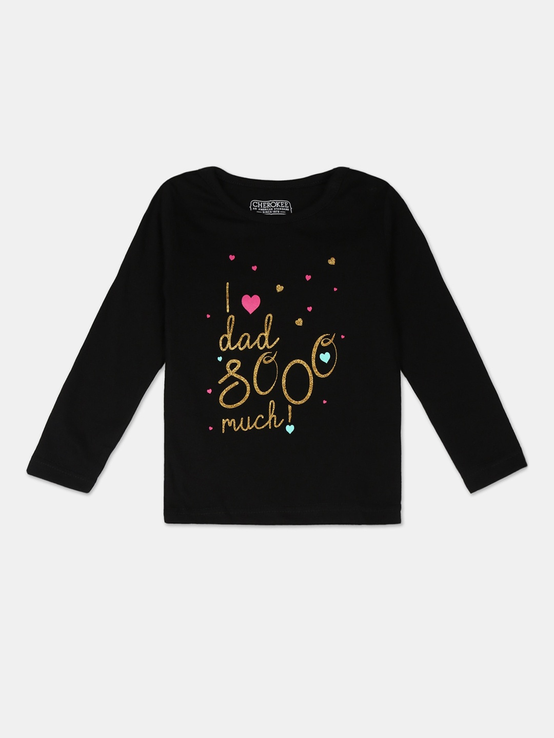 

Cherokee Girls Black & Yellow Embellished Printed Round Neck T-shirt