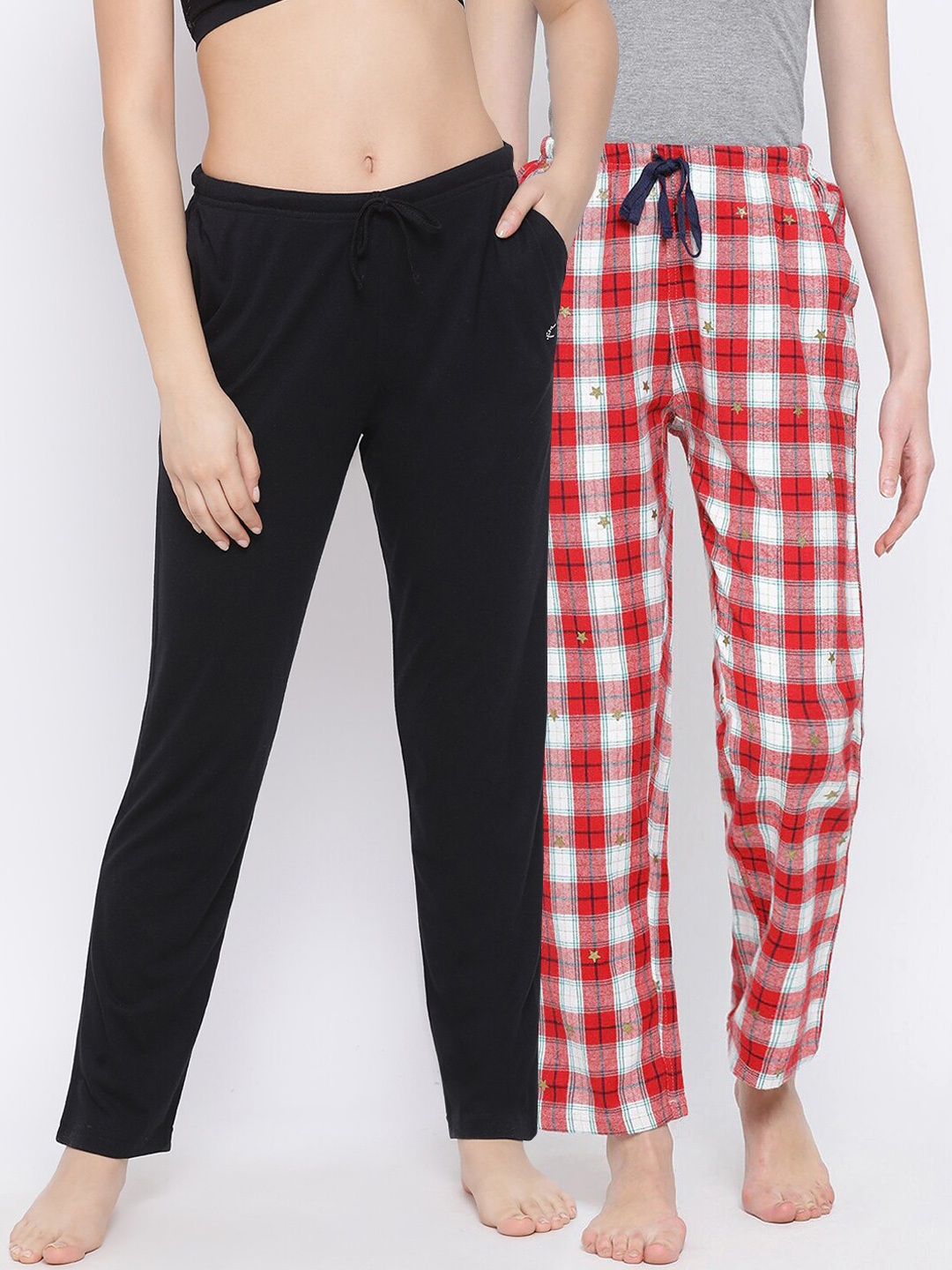 

Kanvin Women Pack Of 2 Pure Cotton Lounge Pants, Black