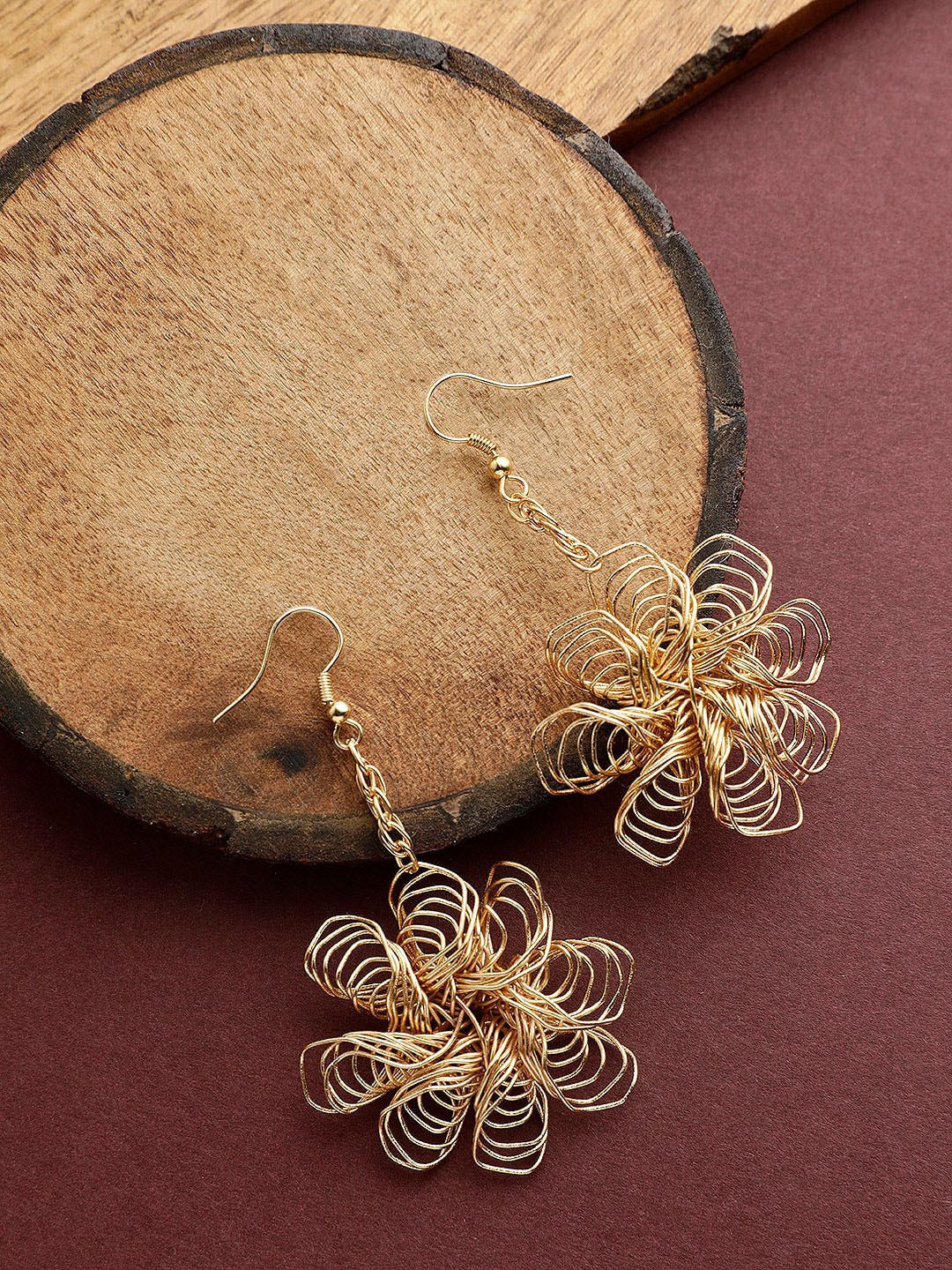 

STREET 9 Gold-Plated Handcrafted Floral Drop Earrings