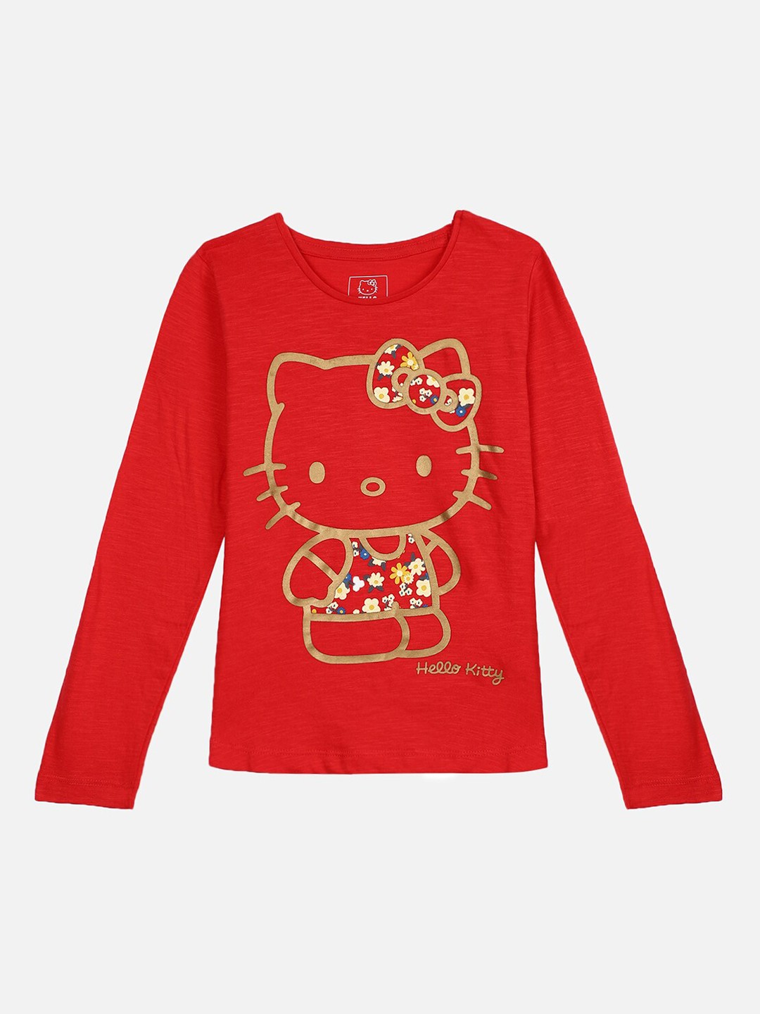 

Kids Ville Girls Red Hello Kitty Printed Round Neck Pure Cotton T-shirt
