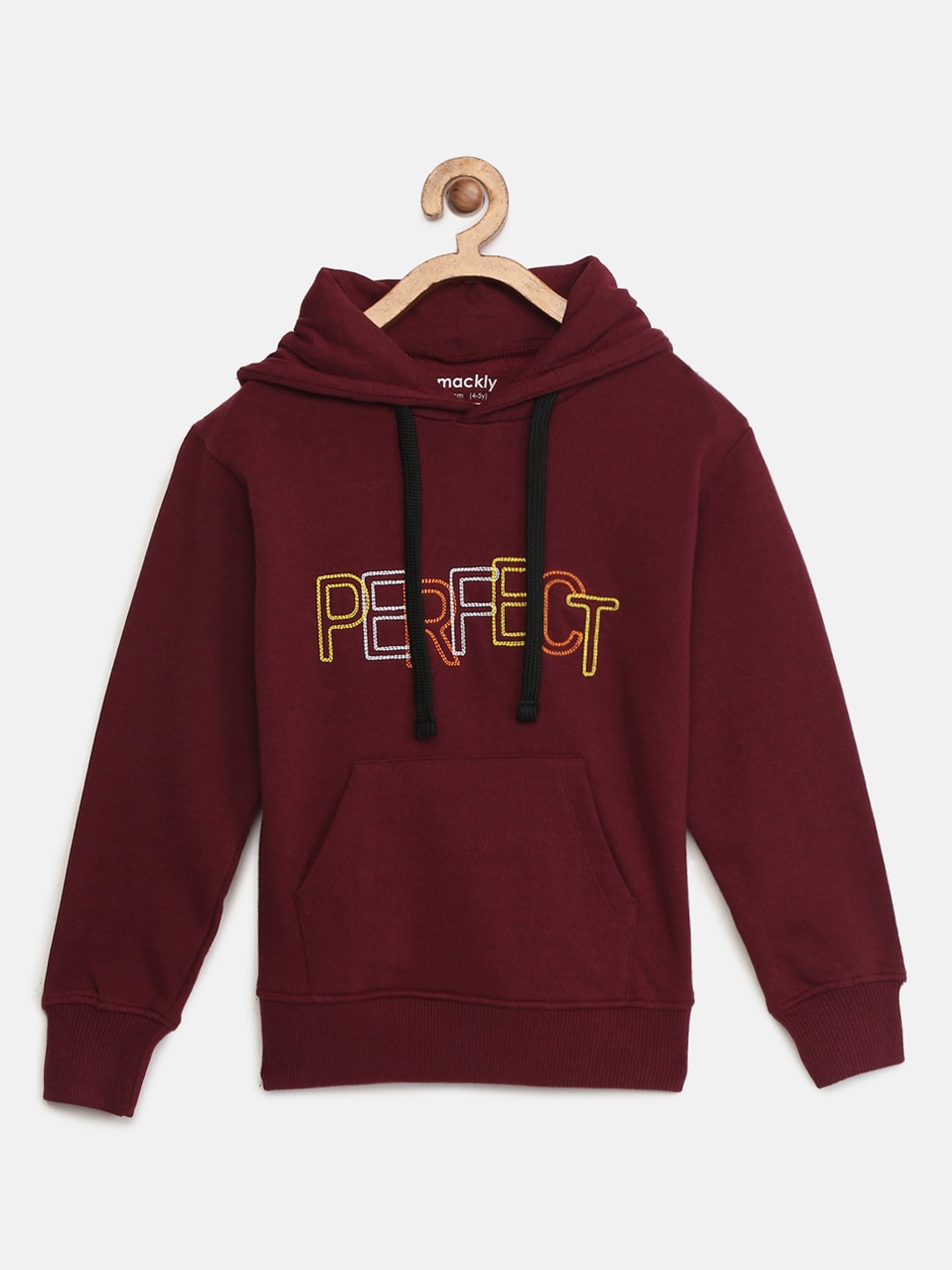 

mackly Boys Maroon Printed Hooded Sweatshirt