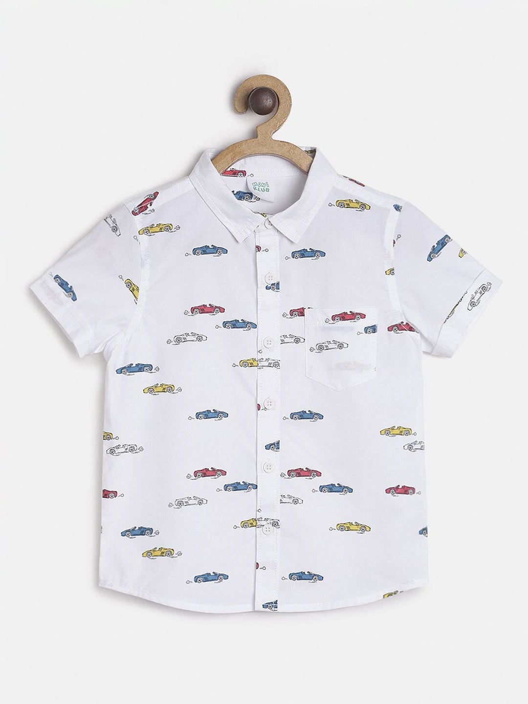 

MINI KLUB Boys White Regular Fit Printed Casual Shirt