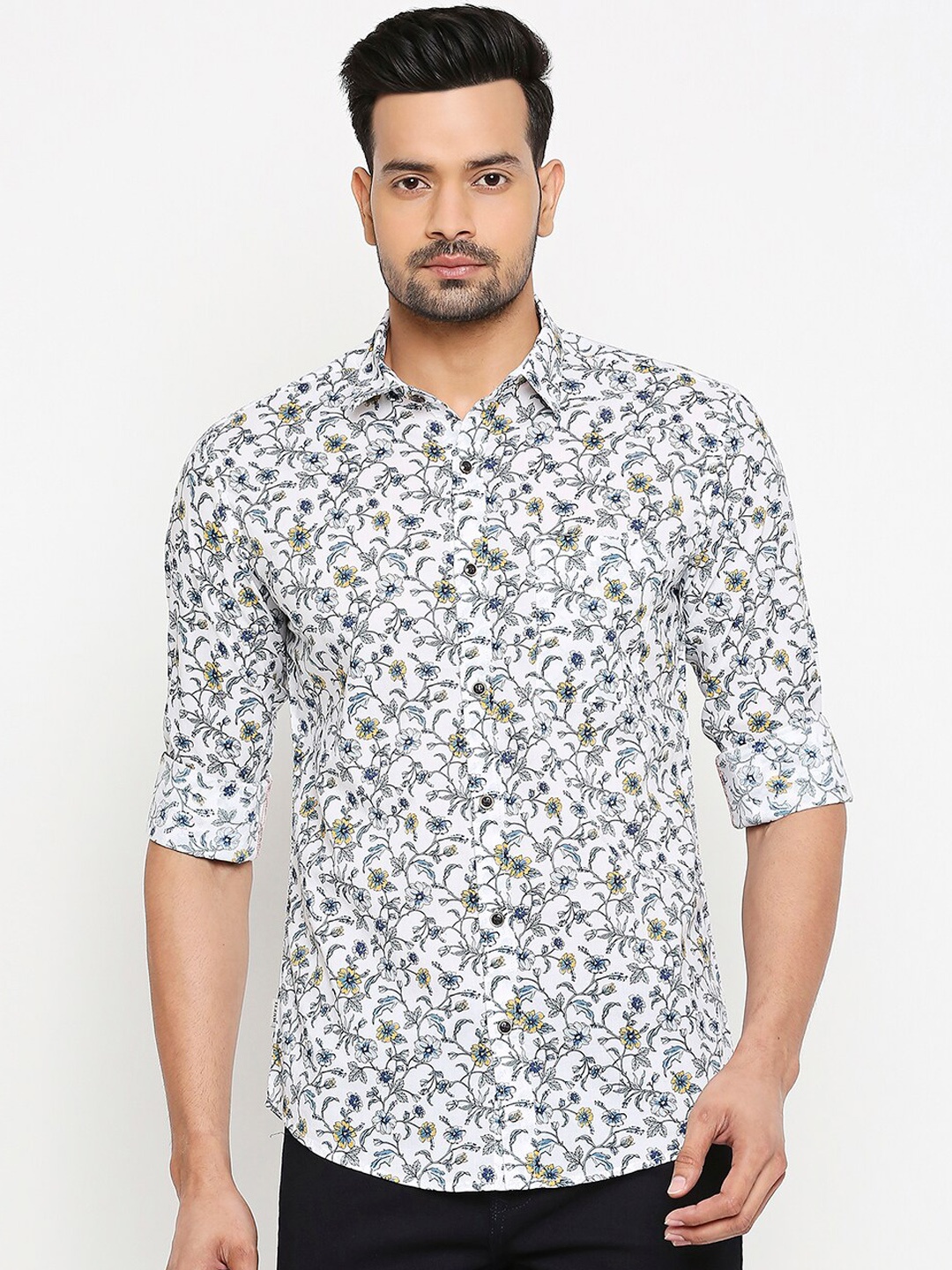 

Mufti Men White Slim Fit Printed Casual Shirt