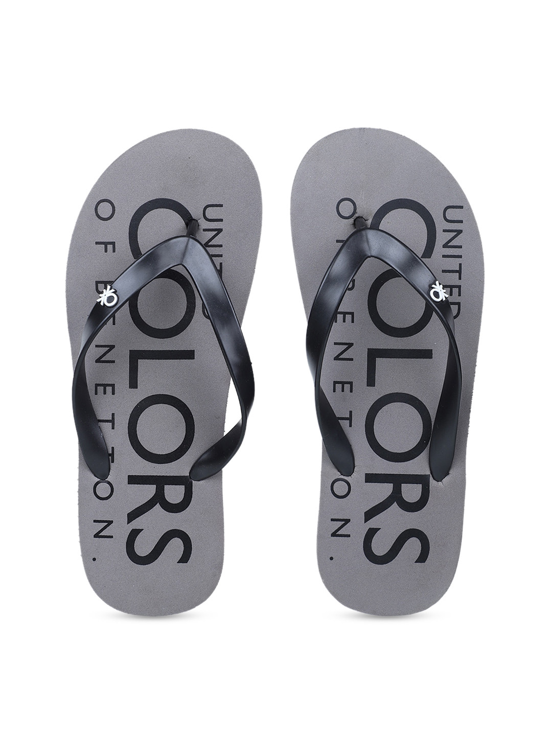 

United Colors of Benetton Men Grey & Black Printed Thong Flip-Flops