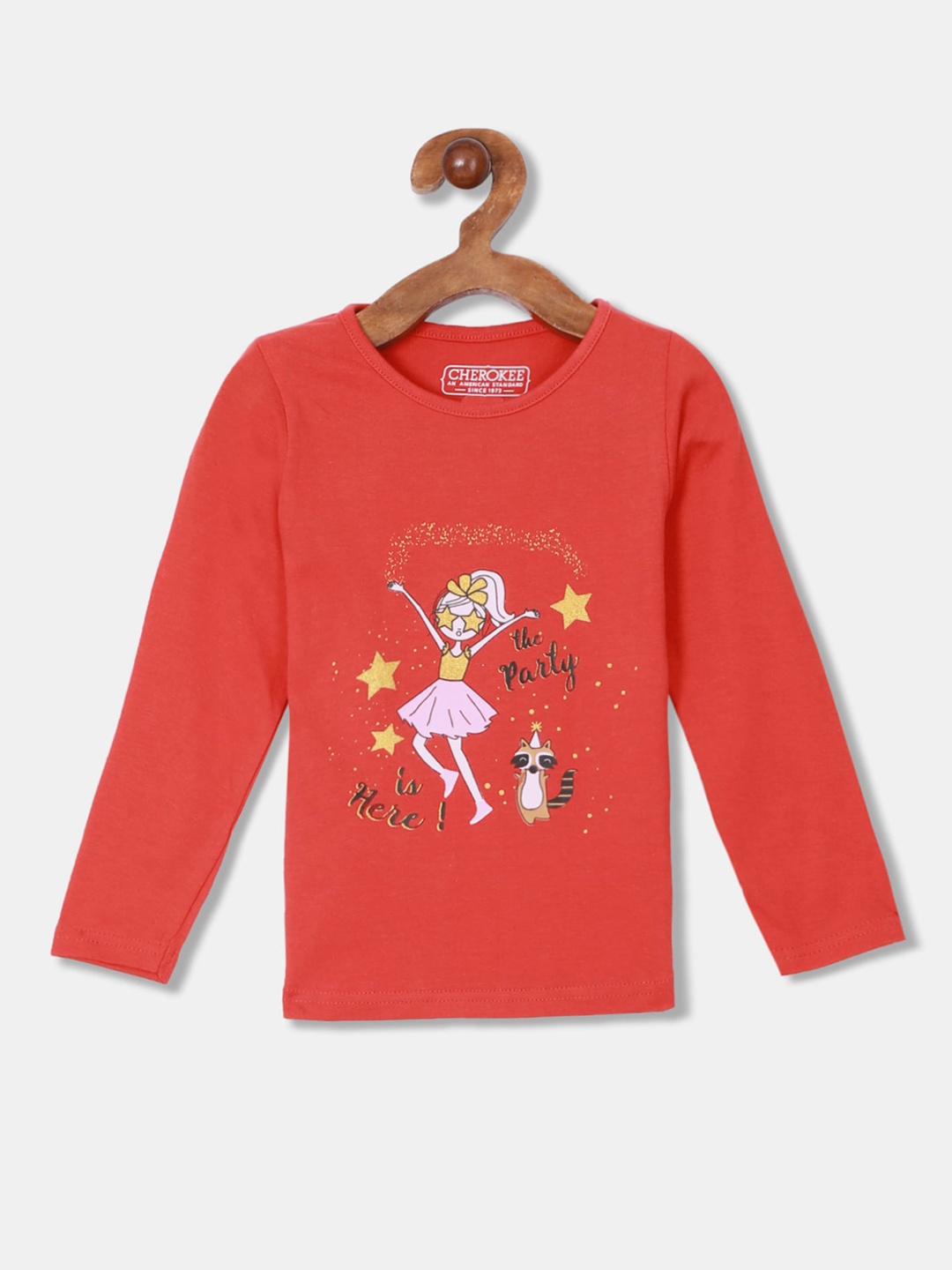 

Cherokee Girls Red Printed Round Neck T-shirt