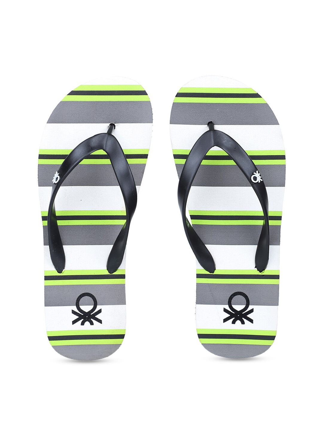 

United Colors of Benetton Men White & Grey Striped Thong Flip-Flops