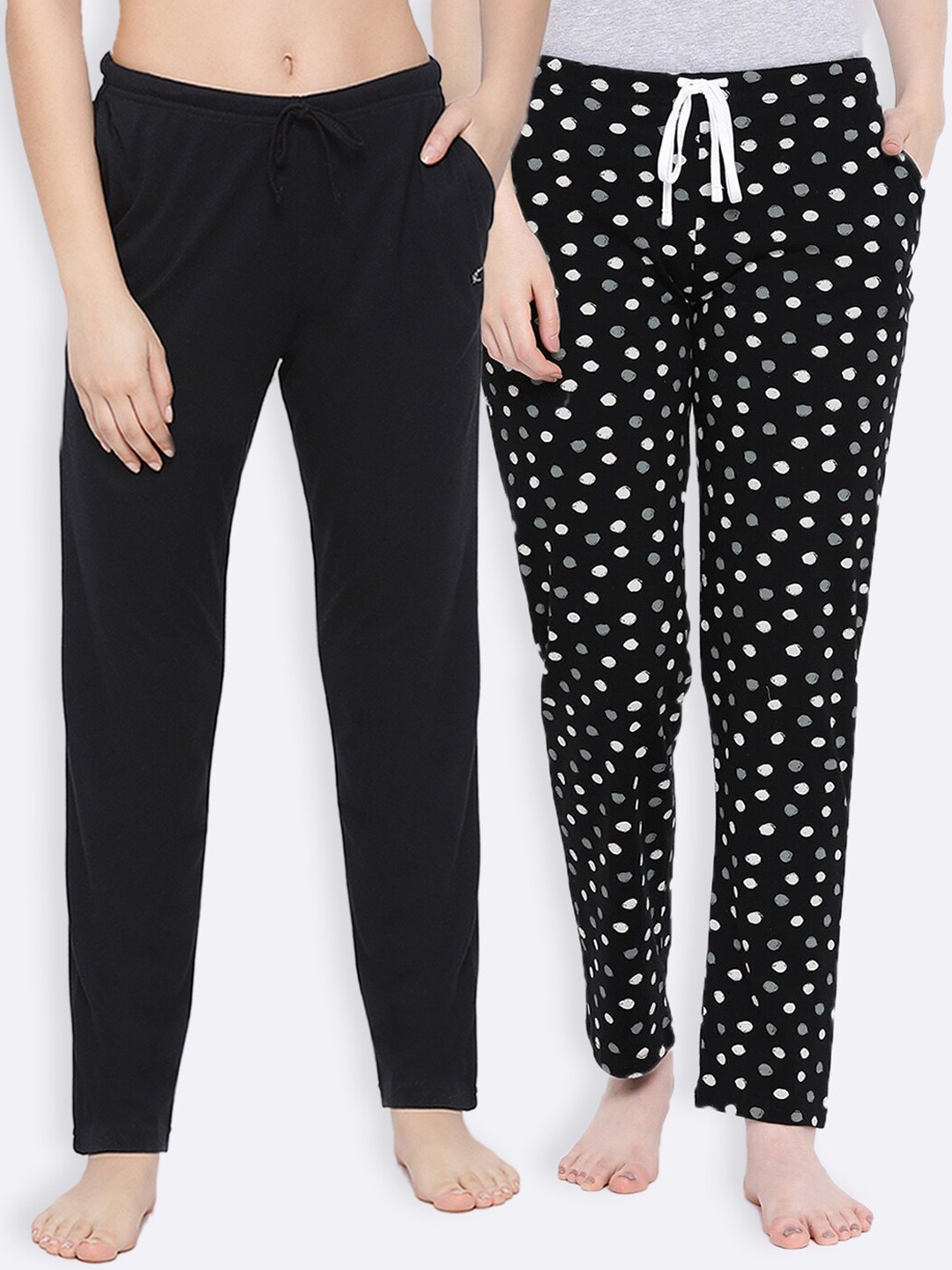 

Kanvin Women Pack Of 2 Pure Cotton Lounge Pants, Black