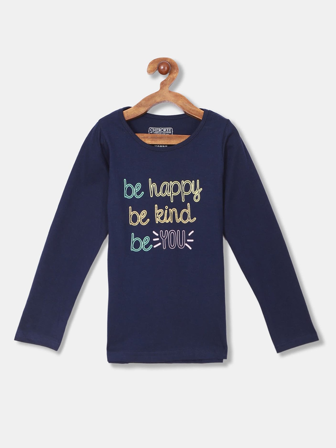 

Cherokee Girls Navy Blue Printed Round Neck T-shirt