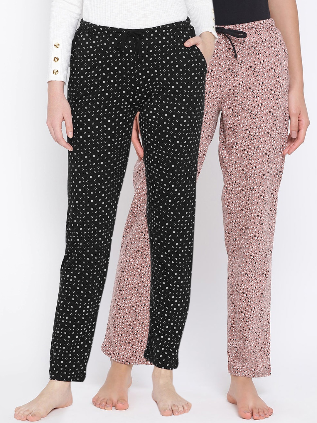 

Kanvin Women Pack of 2 Printed Lounge Pants, Black