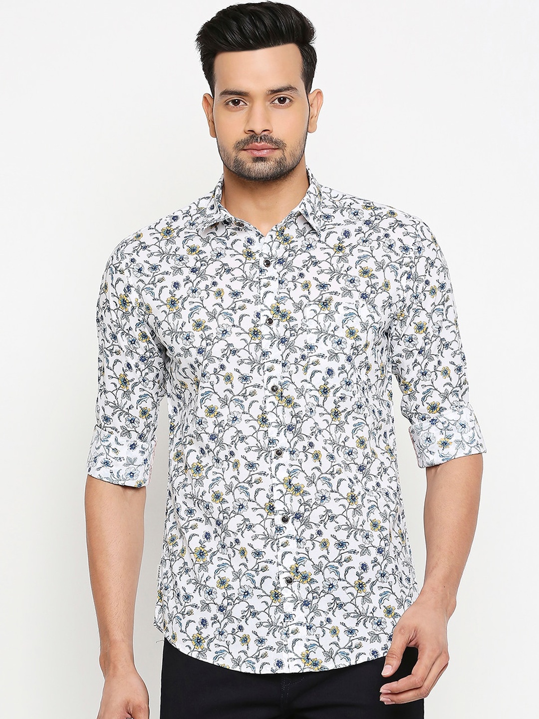 

Mufti Men White Slim Fit Printed Casual Shirt