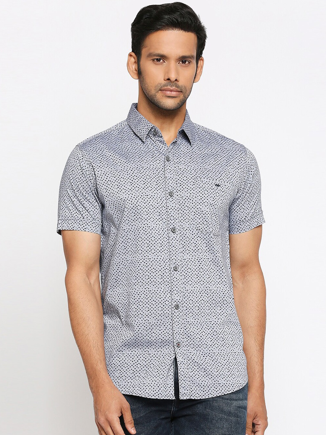 

Mufti Men Blue Slim Fit Printed Casual Shirt