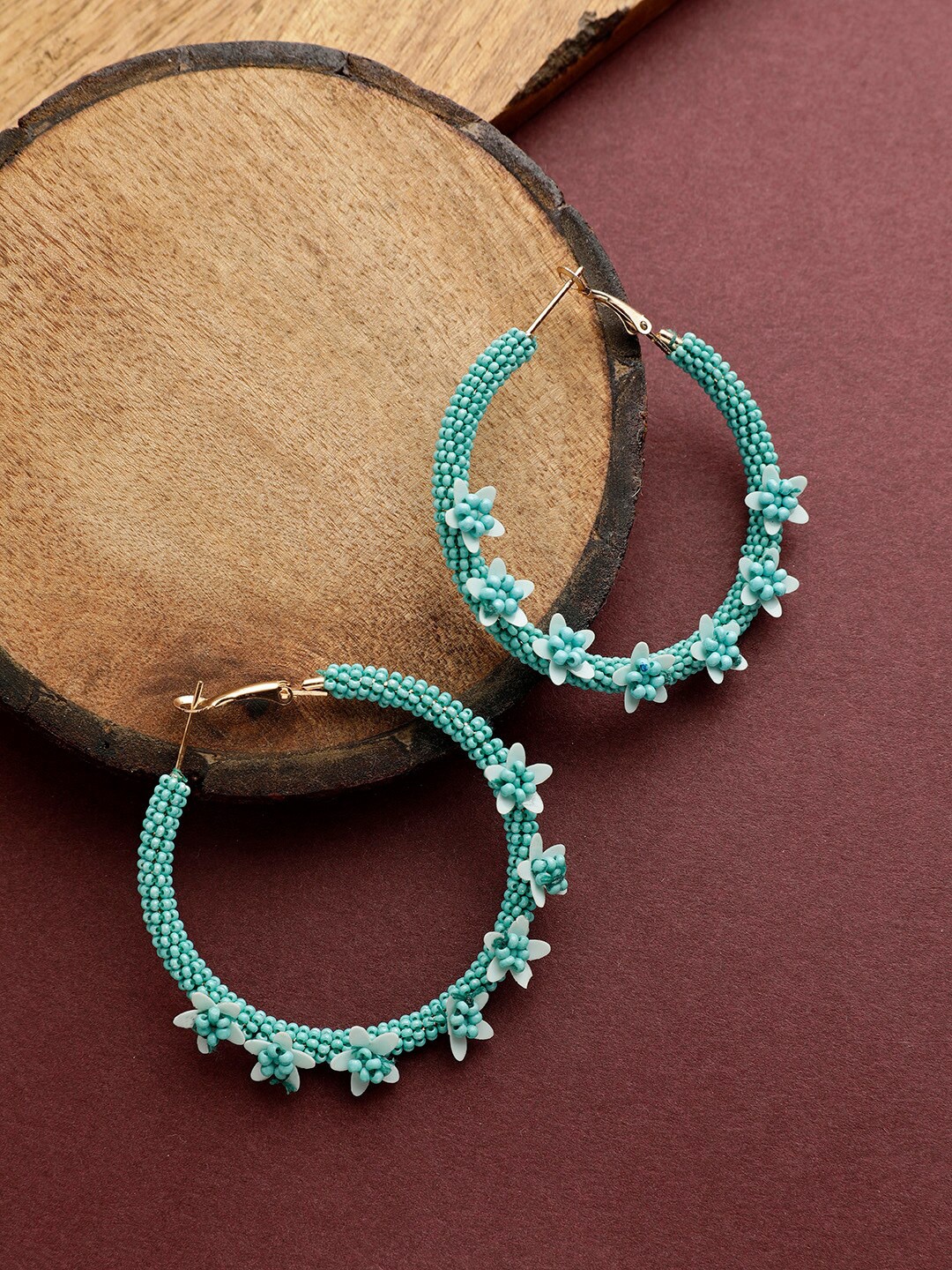 

STREET 9 Turquoise Blue Contemporary Hoop Earrings