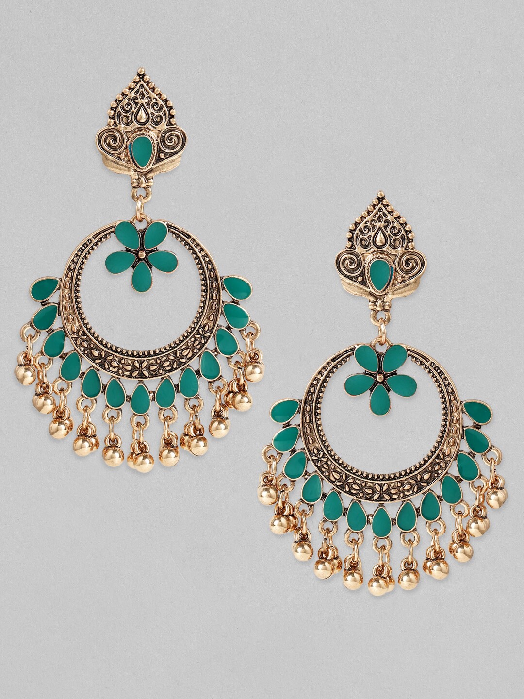 

Rubans Gold-Toned Contemporary Chandbali Earrings