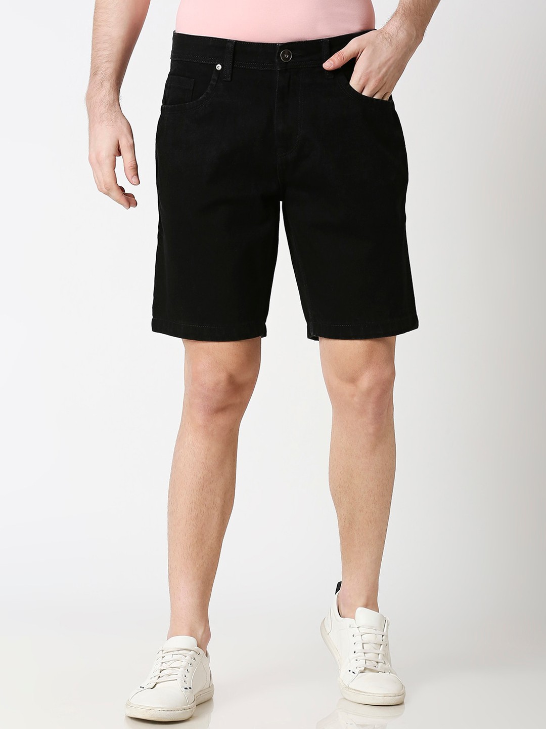 

High Star Men Black Solid Slim Fit Regular Shorts