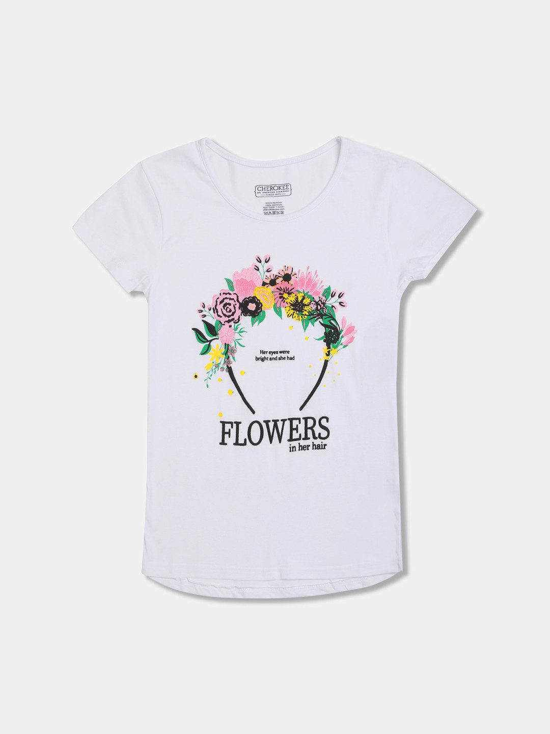 

Cherokee Girls White Printed Round Neck T-shirt