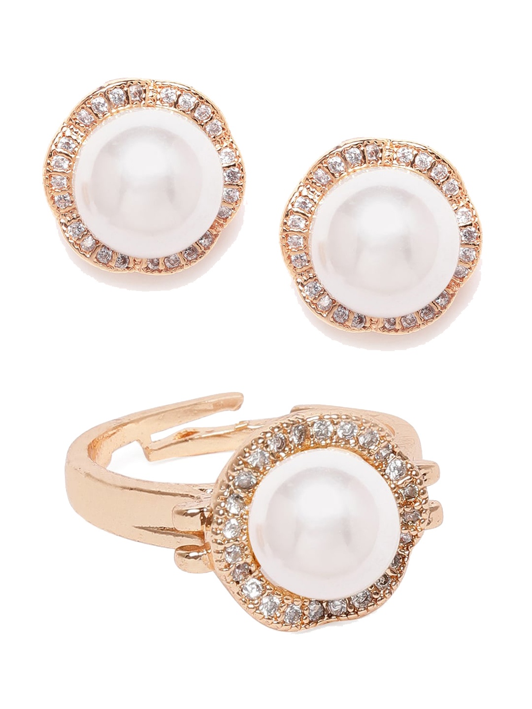 

Zaveri Pearls Rose Gold-Plated White CZ-Studded Beaded Jewellery