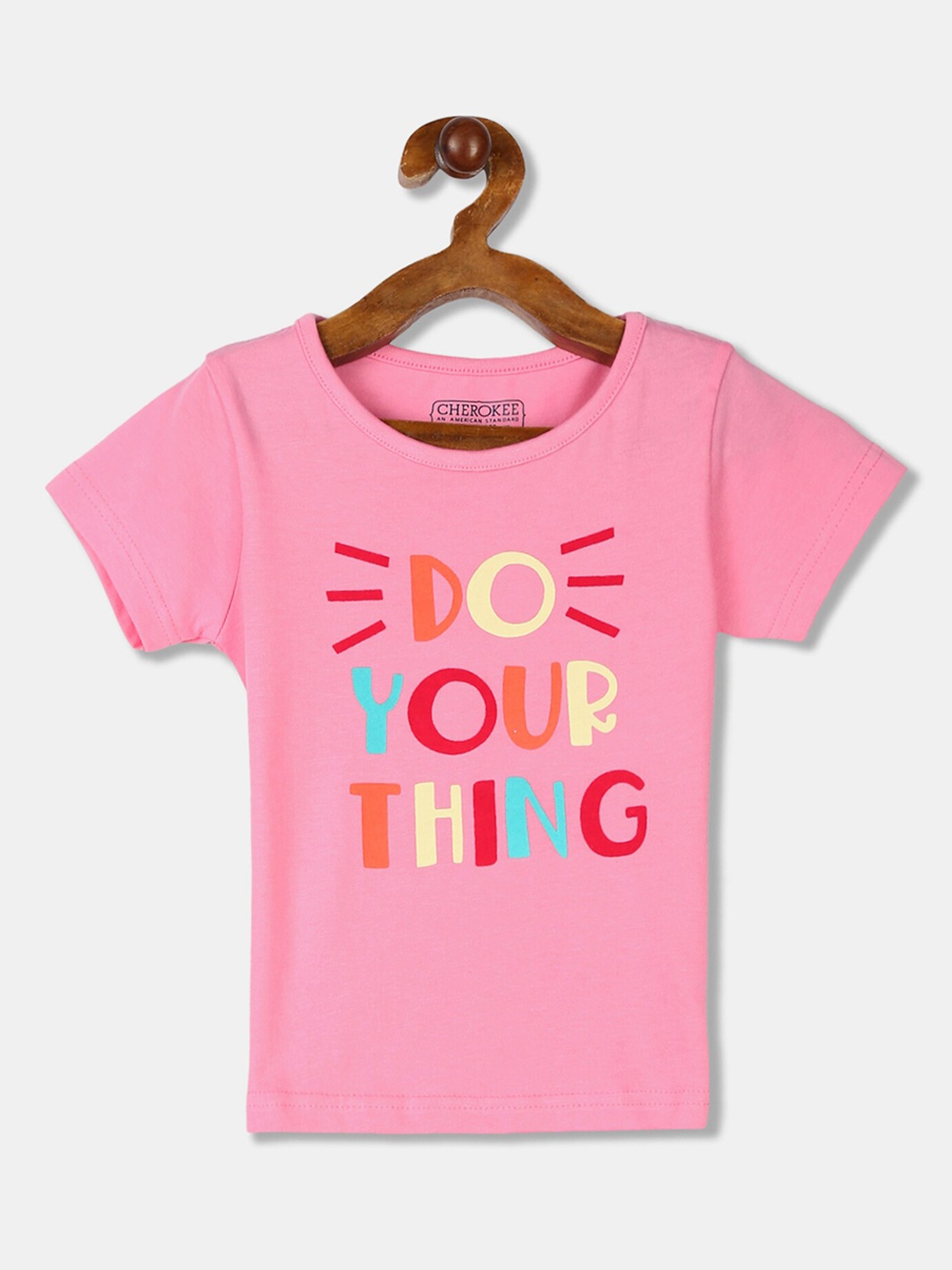 

Cherokee Girls Pink Printed Round Neck T-shirt