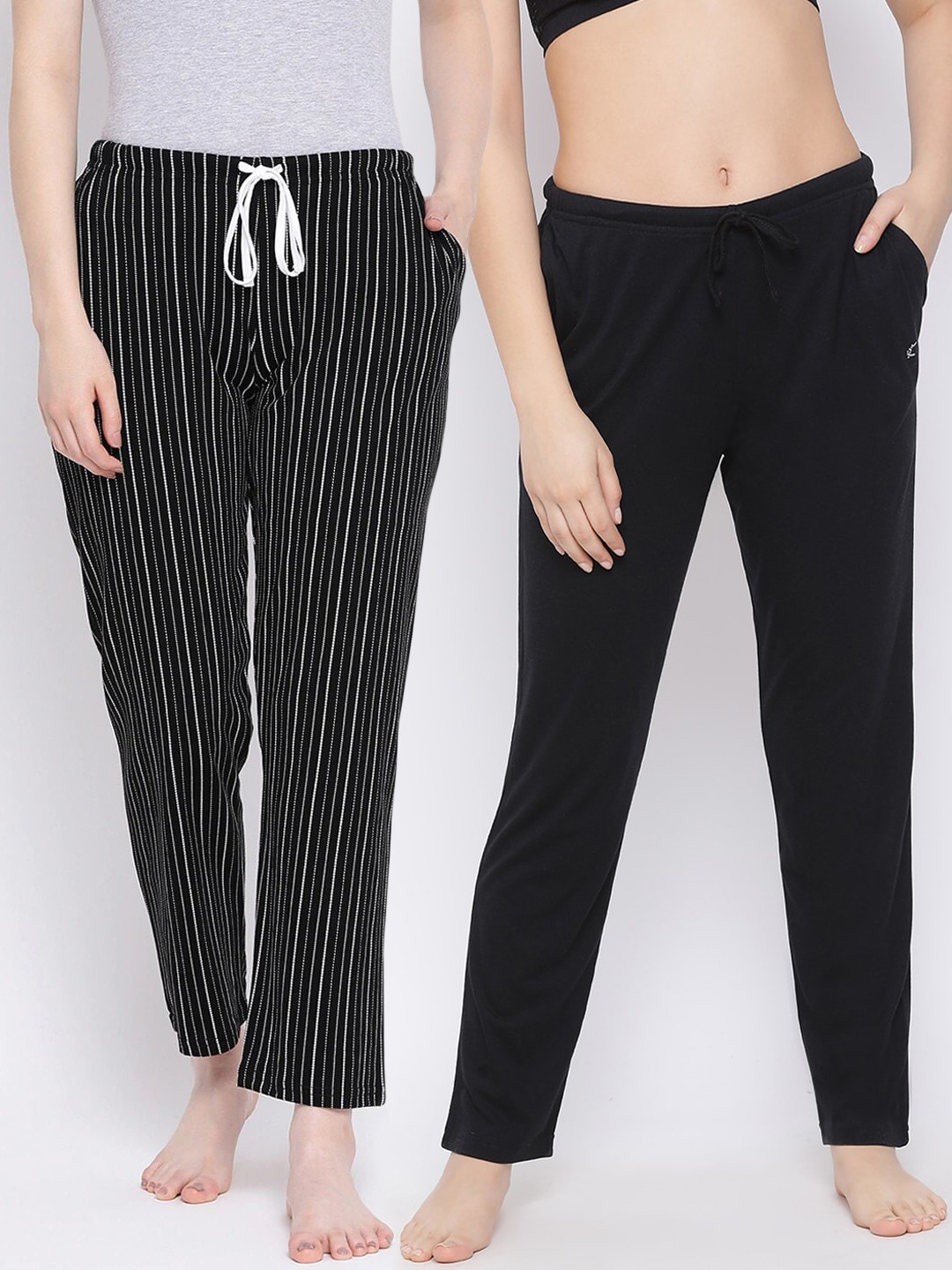 

Kanvin Women Pack Of 2 Pure Cotton Lounge Pants, Black
