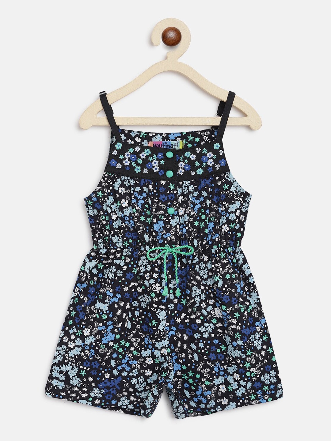 

Nauti Nati Girls Black & Blue Printed Playsuit