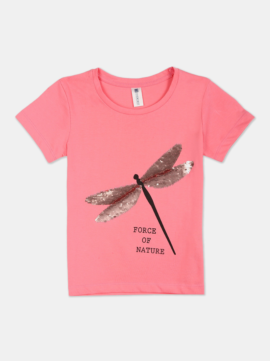 

Cherokee Girls Pink Printed Round Neck T-shirt