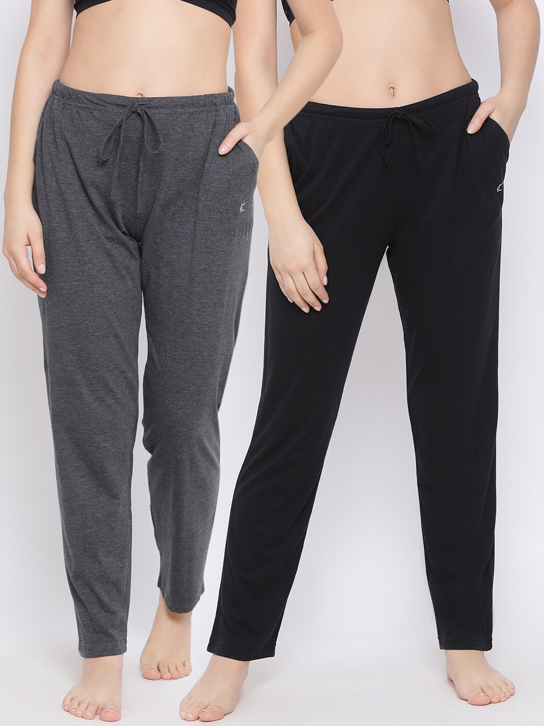 

Kanvin Women Pack Of 2 Pure Cotton Lounge Pants, Black