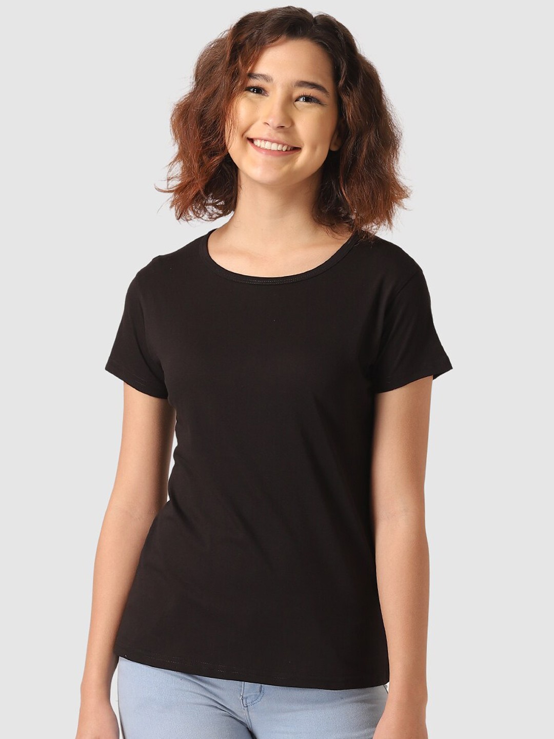 

Vemante Black Pure Cotton Solid Regular Top
