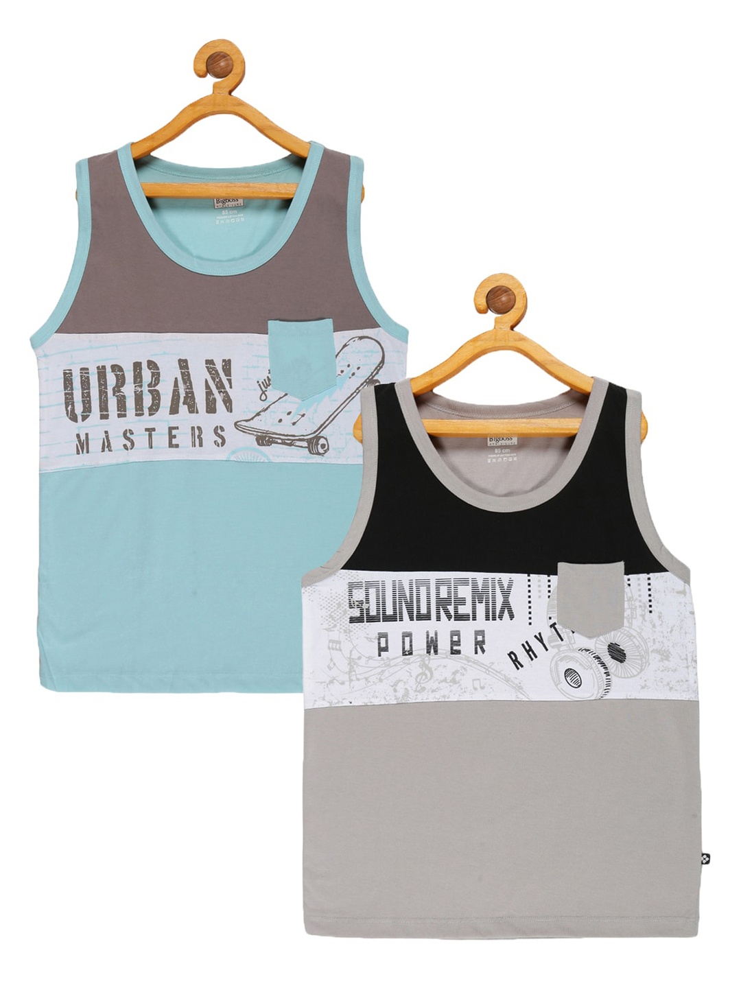 

Dollar Boys Pack of 2 Printed Tank Tops, Grey