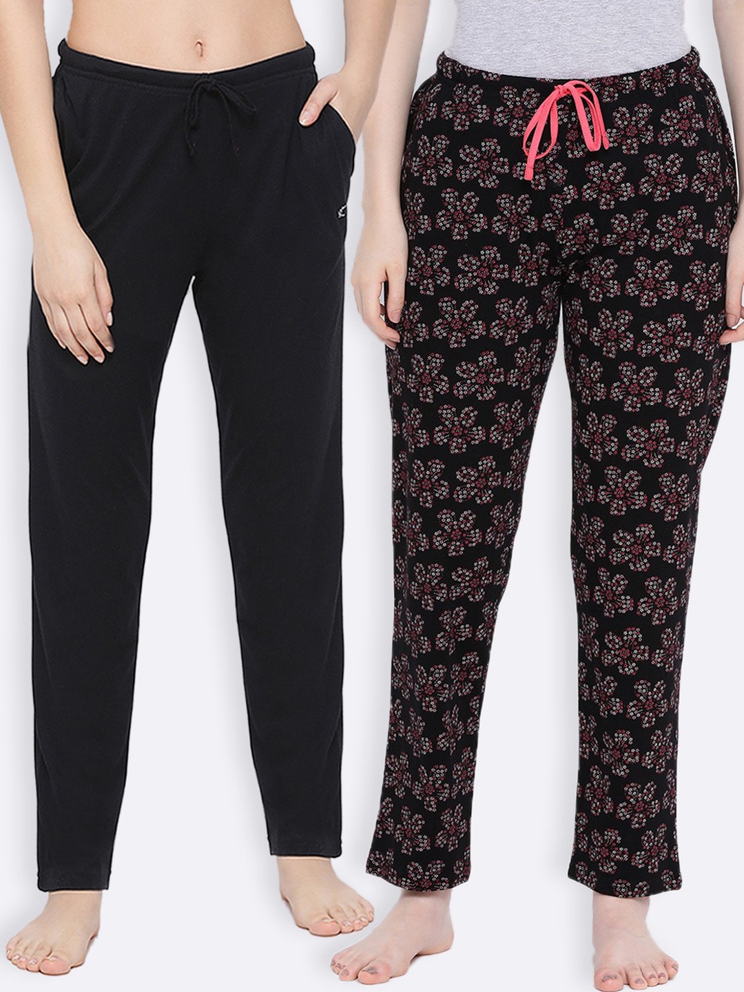 

Kanvin Women Pack Of 2 Pure Cotton Lounge Pants, Black