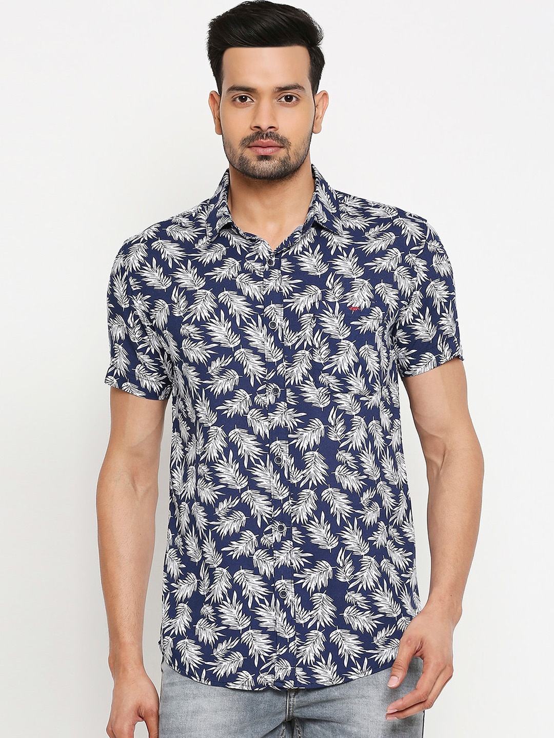 

Mufti Men Blue Slim Fit Printed Casual Shirt